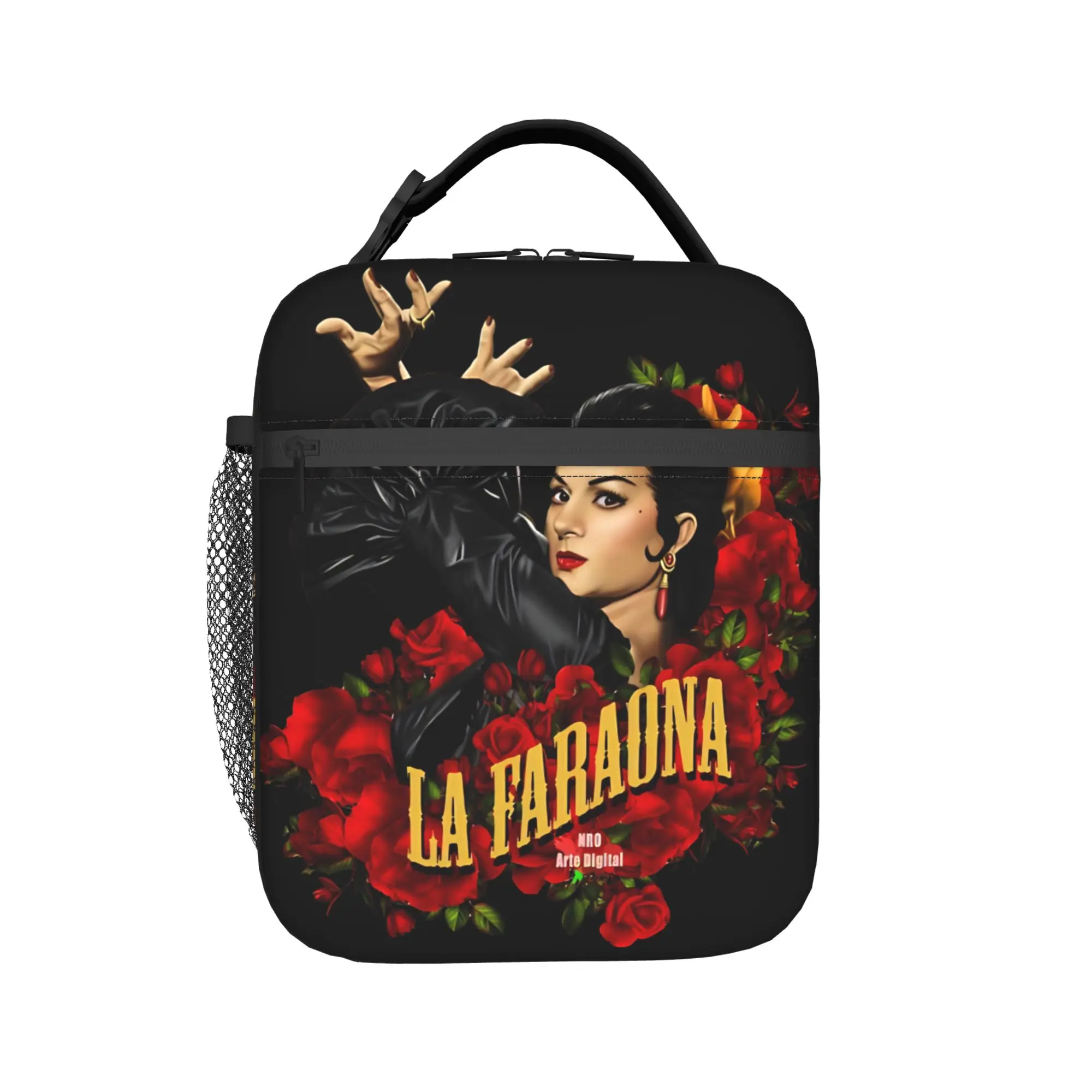 Lola Flores Spanish Dancer  Lunch Bag  Portable Zipper Lunch Box Unisex Travel Print Cooler Bag Funny Oxford Thermal Lunch Bags