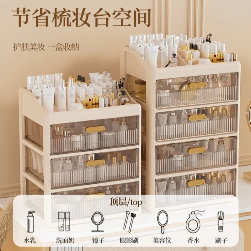 Acrylic Clear Cosmetic Storage Box Desktop Drawer Organizer for Lipstick Mask Makeup Brushes Vanity Countertop Skincare Holder
