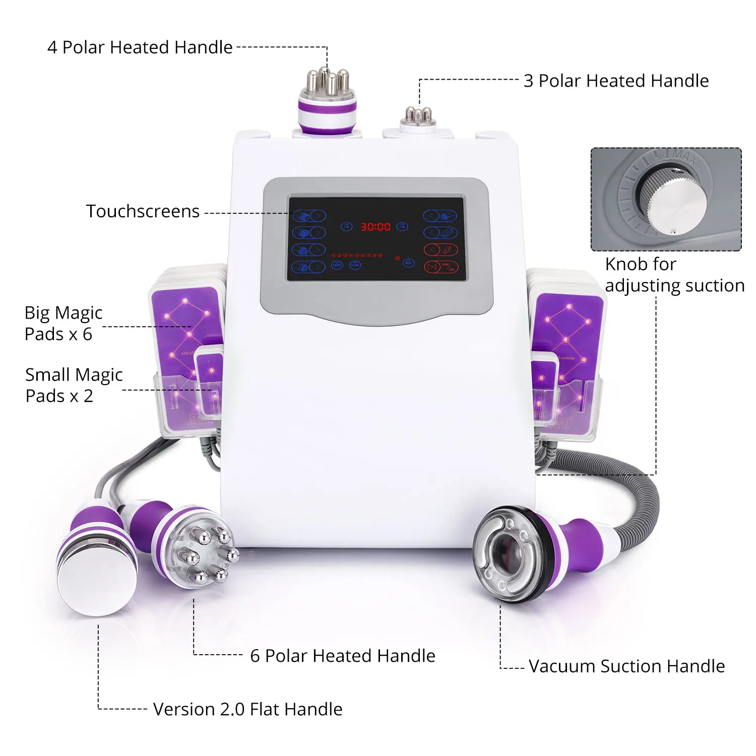 Macchina per cavitazione 6 in 1 40k Massaggiatore anticellulite Uso domestico Cura del corpo Strumenti per il corpo per adulti