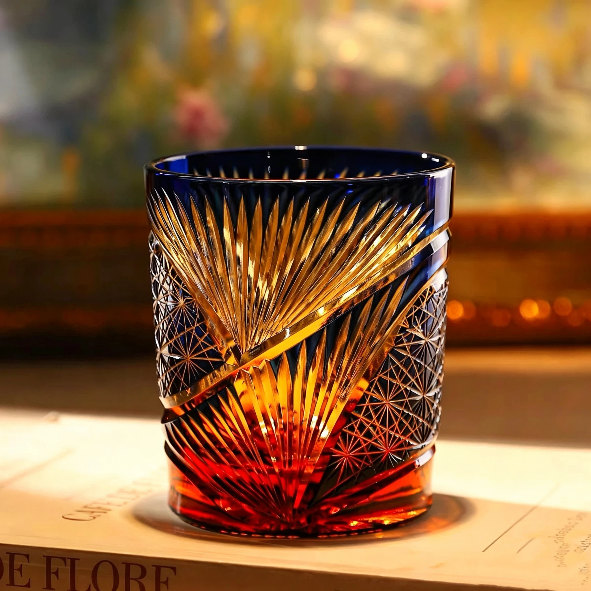 Color-Engraved Crane Feather Whiskey Glass, Traditional Craftsmanship, Hand-Blown, Never Fades, Hand-Carved Glass Cup, High-End Luxury, Niche and Unique Glass Cup, Wine Glass, Birthday Gift, Preferred Gift Choice