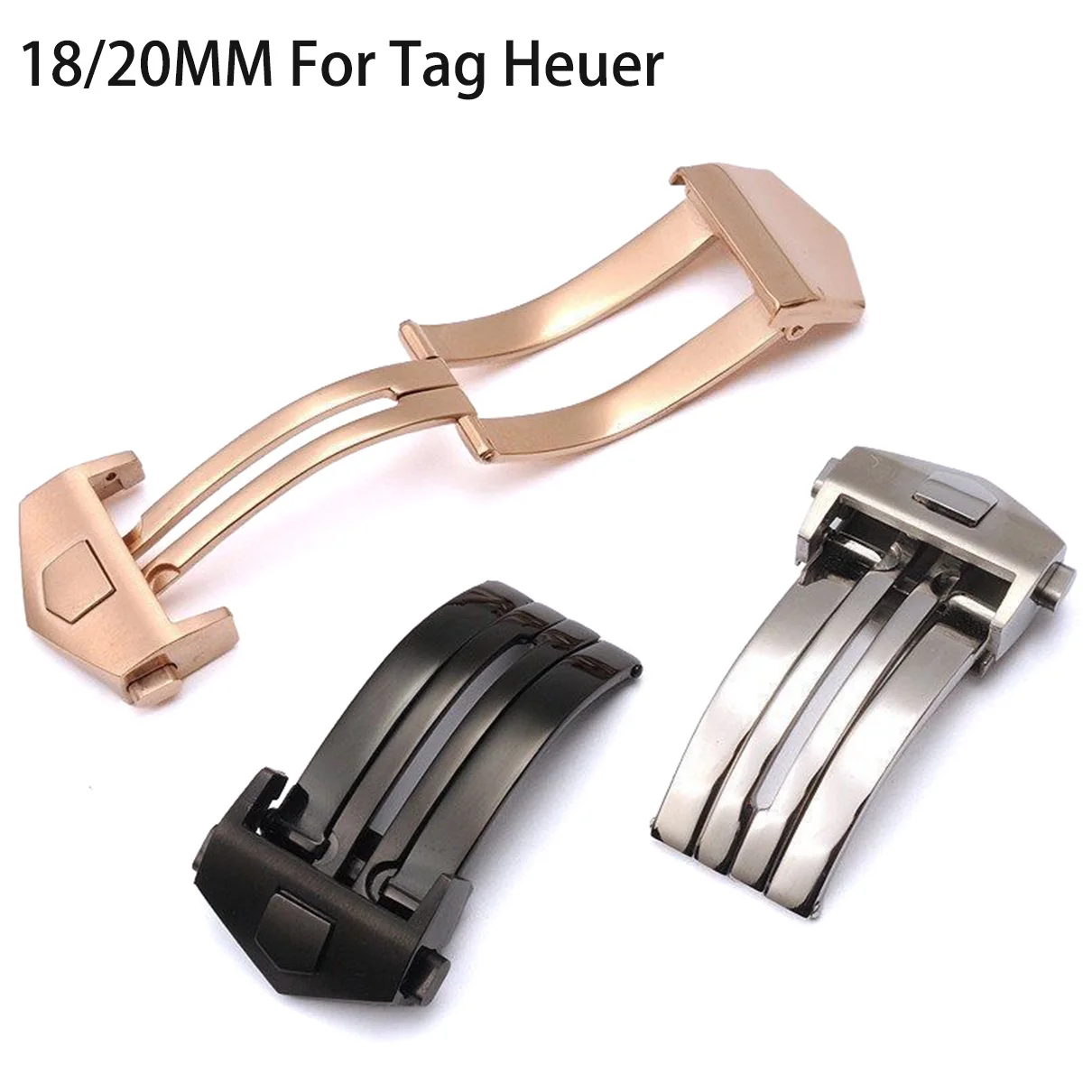 for TAG Heuer Strap Stainless Steel Folding Clasp 18mm 20mm Watch Buckle for Leather Silicone Watchband Double Button Clasps