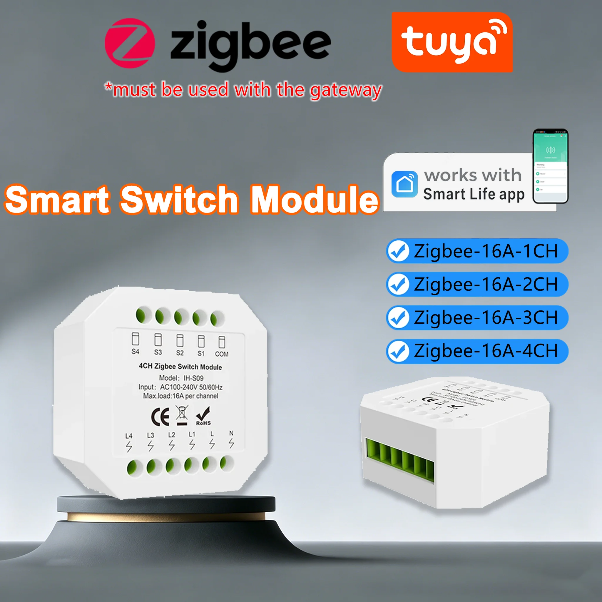Tuya Zigbee 3.0 Smart Switch Module 1/2/3/4CH Relay Mini Hidden Controller Smart Life App Home Automation CE ROHS