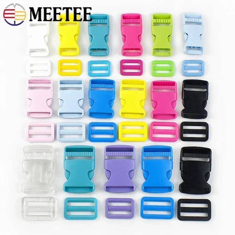 5/10Sets Meetee 25/32/38mm Plastic Side Release Buckle Tri Glide Slider Buckles Bag Strap Webbing Adjust Hook DIY Accessories