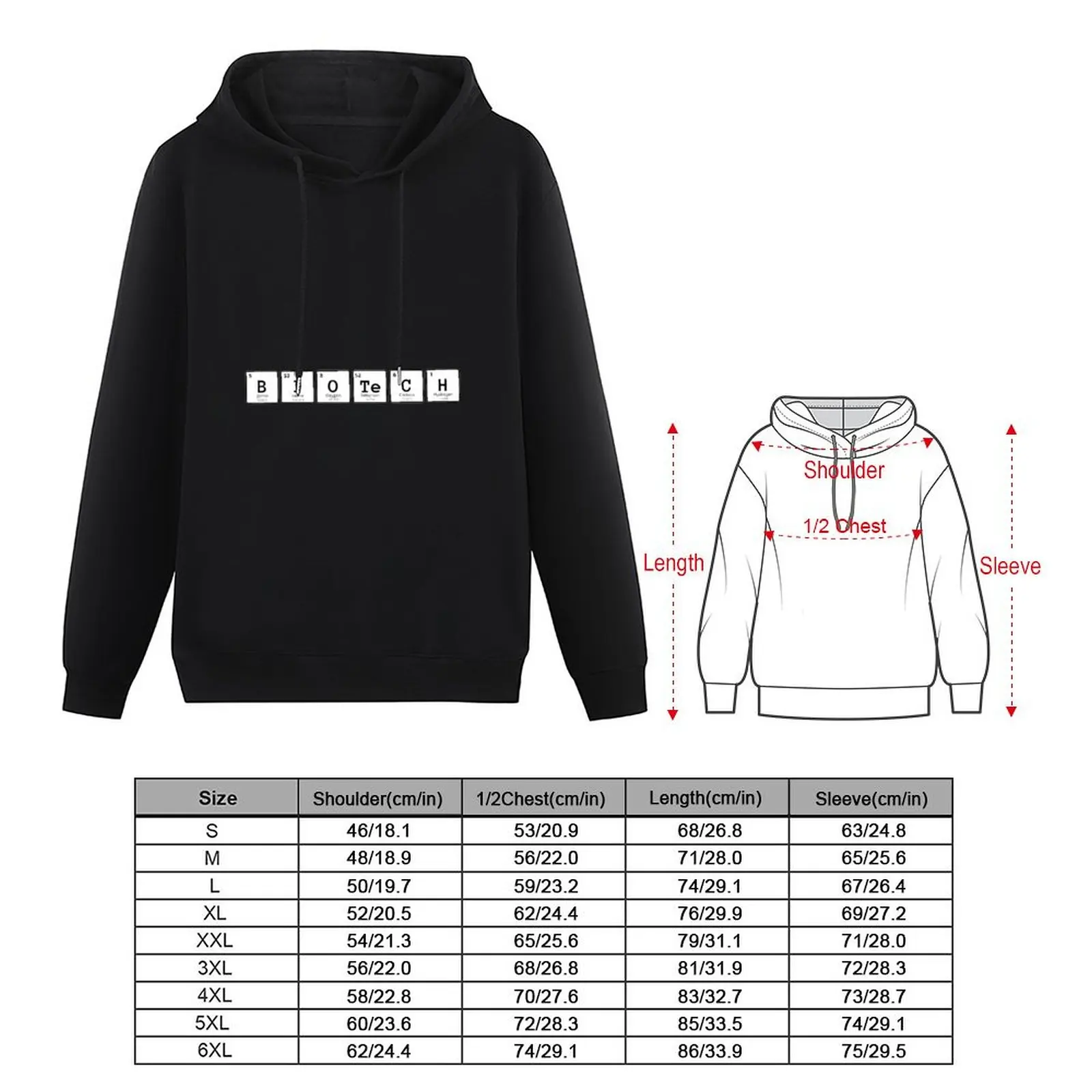 Biotech Periodic Table Spelling Pullover Hoodie japanese style anime clothing men's coat new in hoodies & sweatshirts