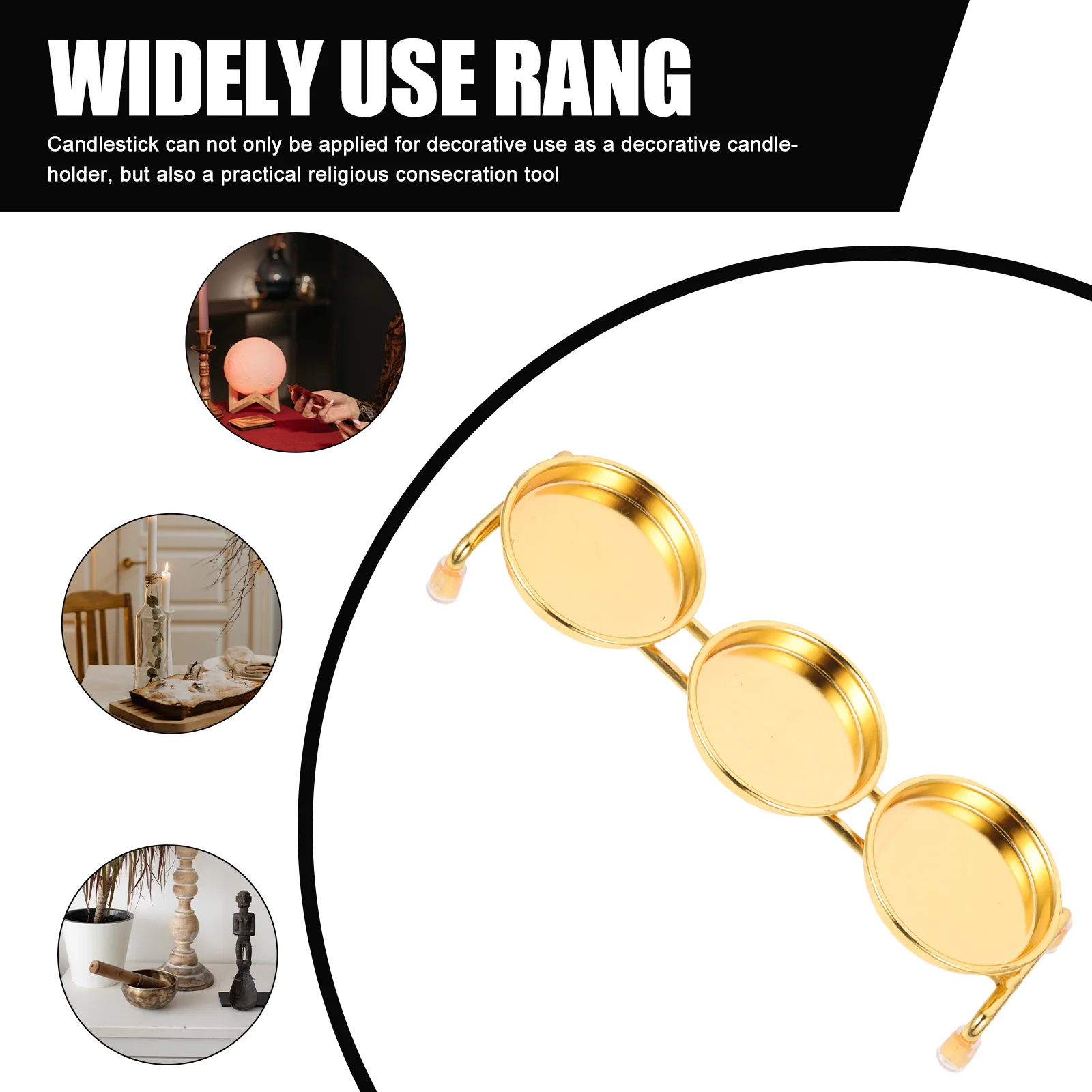 

1pc Round Plate Holder Alloy Decorative Candlestick For Buddhist Temple Worship Home Tabletop Decoration Metal