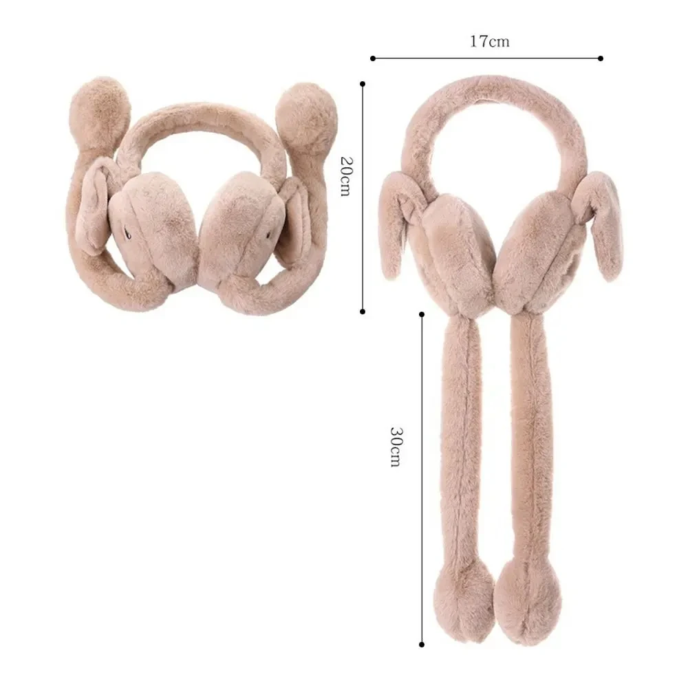 Cute Ear Move Earmuff Rabbit Moving Ears Jumping Earmuffs Warm Funny Toy Cap Plush Toy Headphones for Women Adult Winter Gift