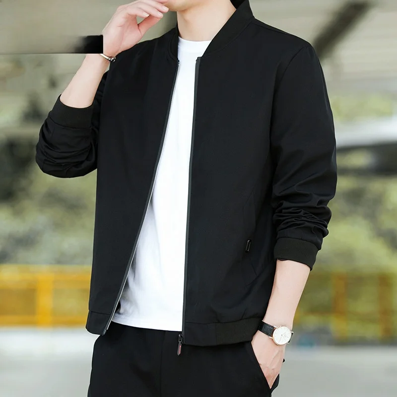 Chaqueta de Béisbol Casual para Hombre, Primavera-Otoño, Delgada, Transpirable, Corte Ajustado, Estilo Coreano, Versátil, para Jóvenes