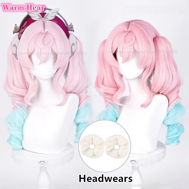 Game HSR Hyacine Synthetic Hair Long 48cm Mixed Color Double Ponytail Cosplay Anime Wig Heat Resistant Hair Halloween Woman Wigs