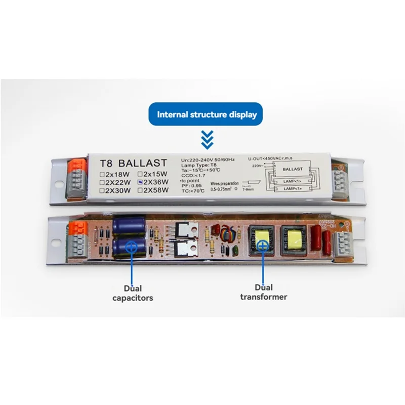 

M12K-Electronic Ballast T8 2X36w For UV Germicidal Lamp, Fluorescent Lamp For Home Office Supplies Iron Sheet