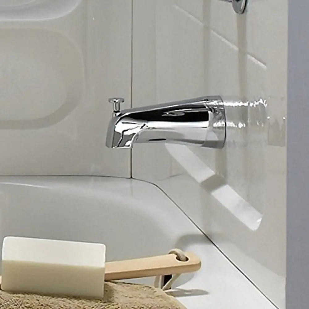 

4 Inch Slip-on Bathroom Tub Spout Silver Metal Bathtub Faucet Inside Thread Shower Diverter