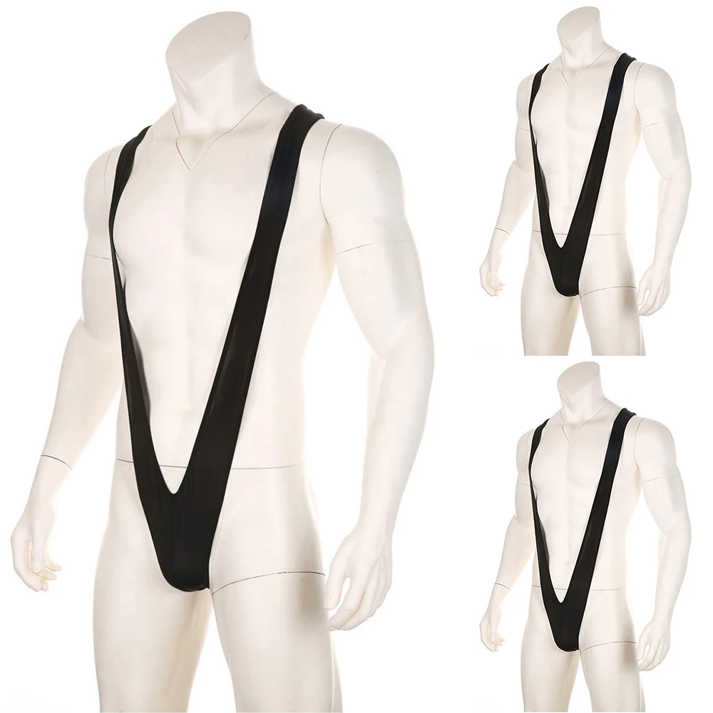 Calzoncillos de lencería, sujetadores, bragas, ropa interior calada, mono Sexy de LICRA de algodón negro para hombre