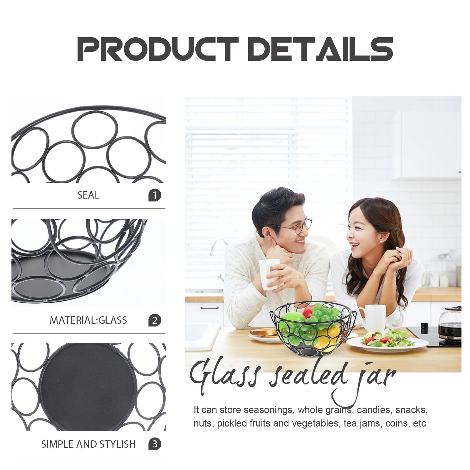 

Iron Kitchen Storage Basket with Hollow Design for Fruits Vegetables Eggs Snacks Countertop Organization Household Decorative