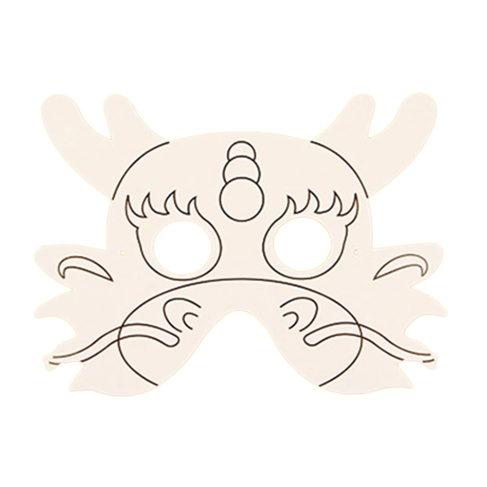 어린이를위한 10Pcs DIY 낙서 종이 마스크 드래곤 디자인 색칠 활동은 상상력과 실습 기술을 향상시킵니다. 견고함