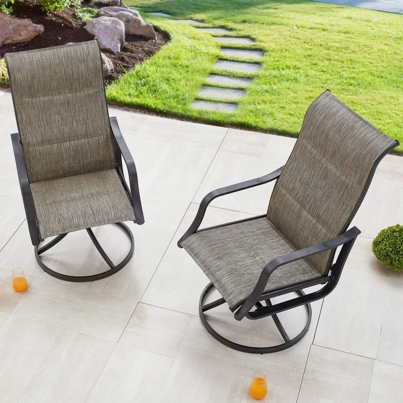 Patio Dining Chairs Set of 4 Textilene Outdoor High Back Swivel Rockers with All Weather Frame (Grey)