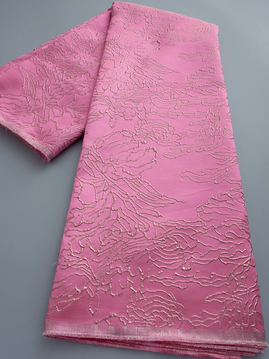 French Brocade Lace Fabrics 2026 Satin Nigerian Gild Jacquard Lace Fabric For Sewing Wedding Party Dress Women Cloth 5Yards