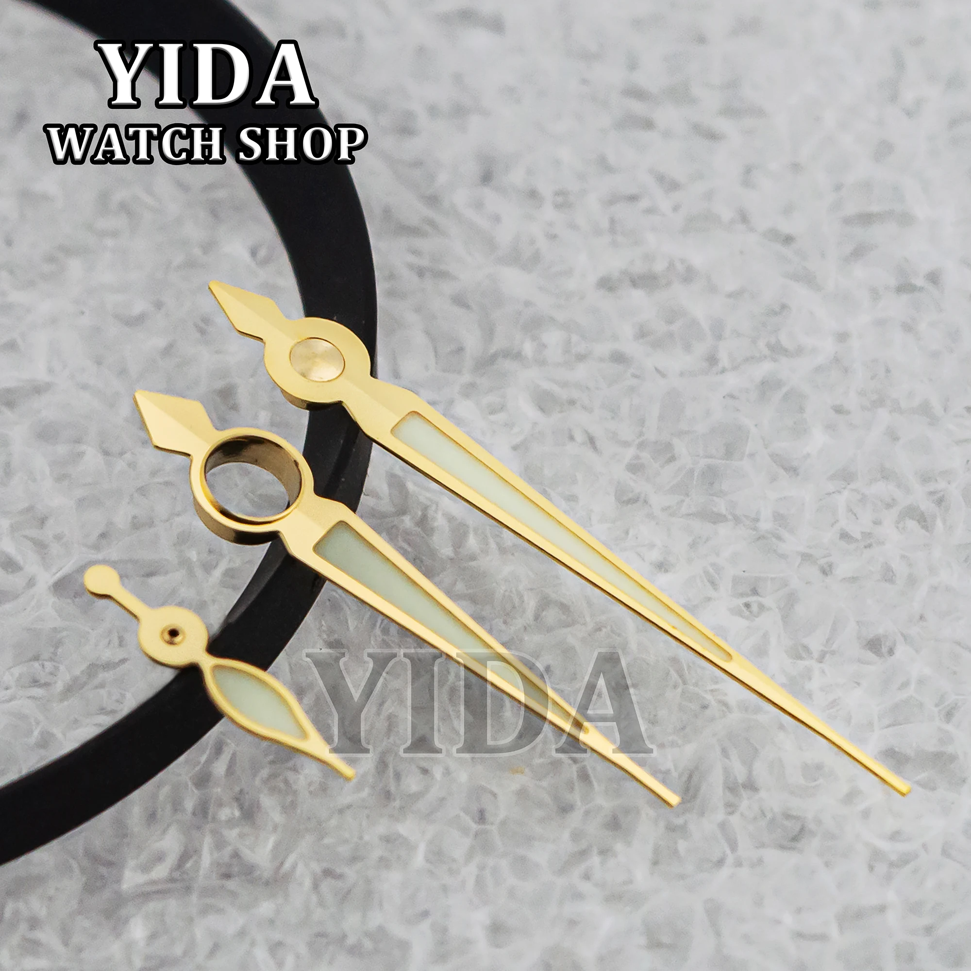 Mod Watch Hands For PAM 6154 Hands Gold Blue Needles Green Luminous Pointers fit ETA 6497/6498 ST3600 ST3620 Mechanical Movement