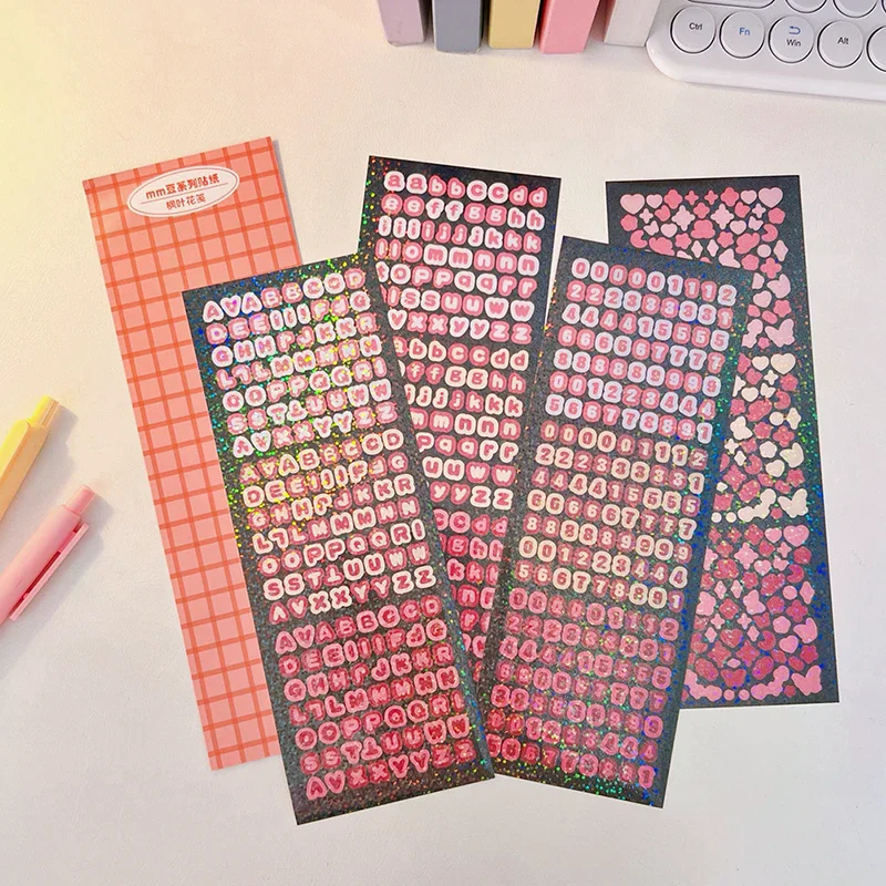 Laser Bling Letter Gift Alphabet Sticker Decorate Photocard Scrapbooking DIY Photo Album Stationery Supplies 4Sheets/Pack