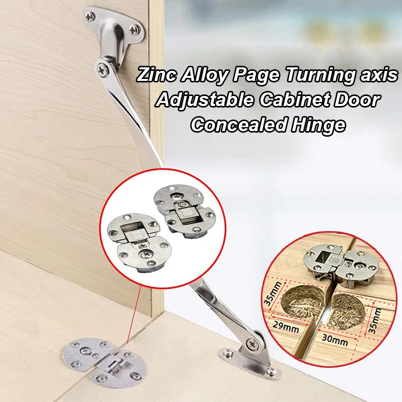 180° Page Turning axis Adjustable Cabinet Door Concealed Hinge Zinc Alloy Nickel Plated flip down Flap Hinges for Cabinet Doors