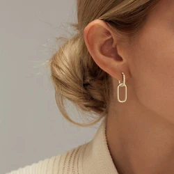 IOGOU Double Loop Design Drop Earrings 18k Gold Plated Round Moissanite Hoop Earrings for Women Girls Punk Hip Hop Jewelry Gift