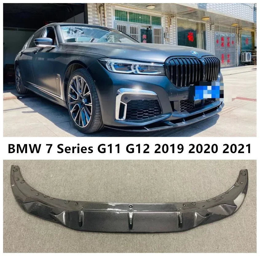 Front bumper Lip For BMW 7 Series G11 G12 2019 2020 2021 2022 Spoiler Splitters Lid Carbon Fiber