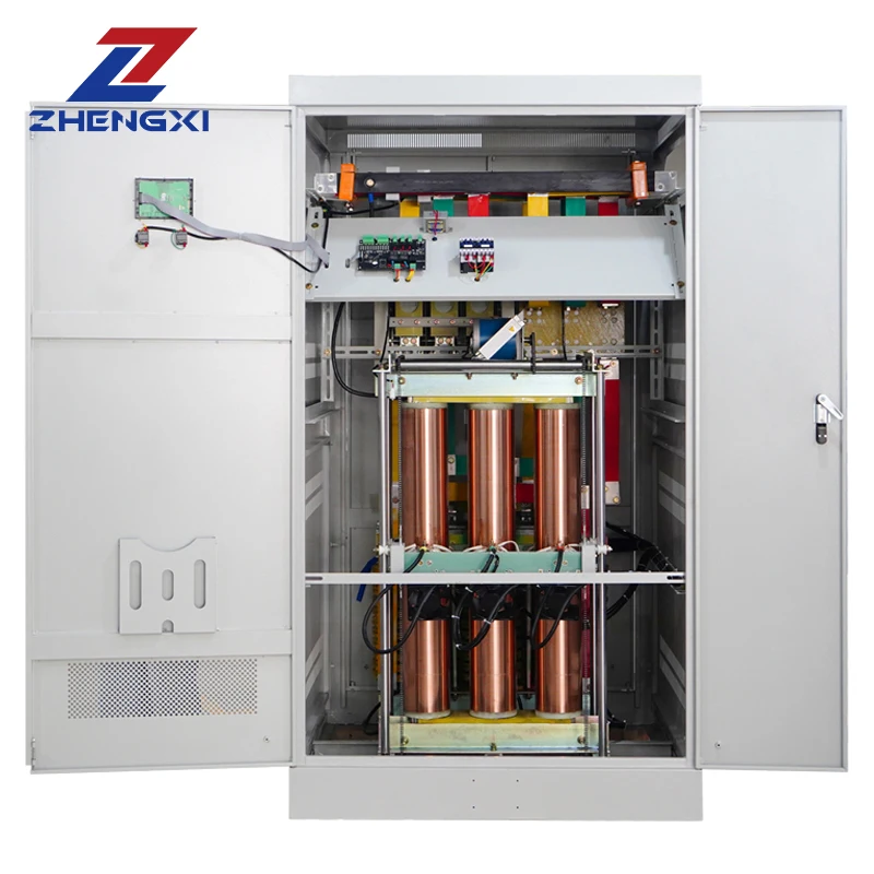 SBW-F 500KVA 600KVA 250KVA AVR 3-Phase منظم جهد التيار المتردد التلقائي LCD مرحلة واحدة تعويض كامل SVC مثبتات الجهد