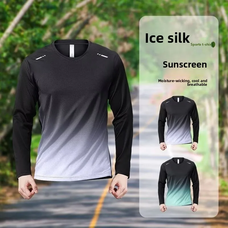 

Work, exercise, running, speed drying clothes, long sleeved t-shirts, men's tops, training, morning running, cycling clothes