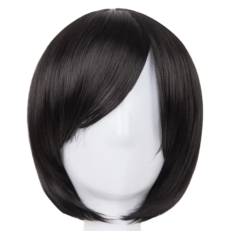 Short Wavy Wig Fei-Show Synthetic Heat Resistant Fiber Dark Brown Student Bob Women Hair Cosplay Halloween Carnival Hairpiece