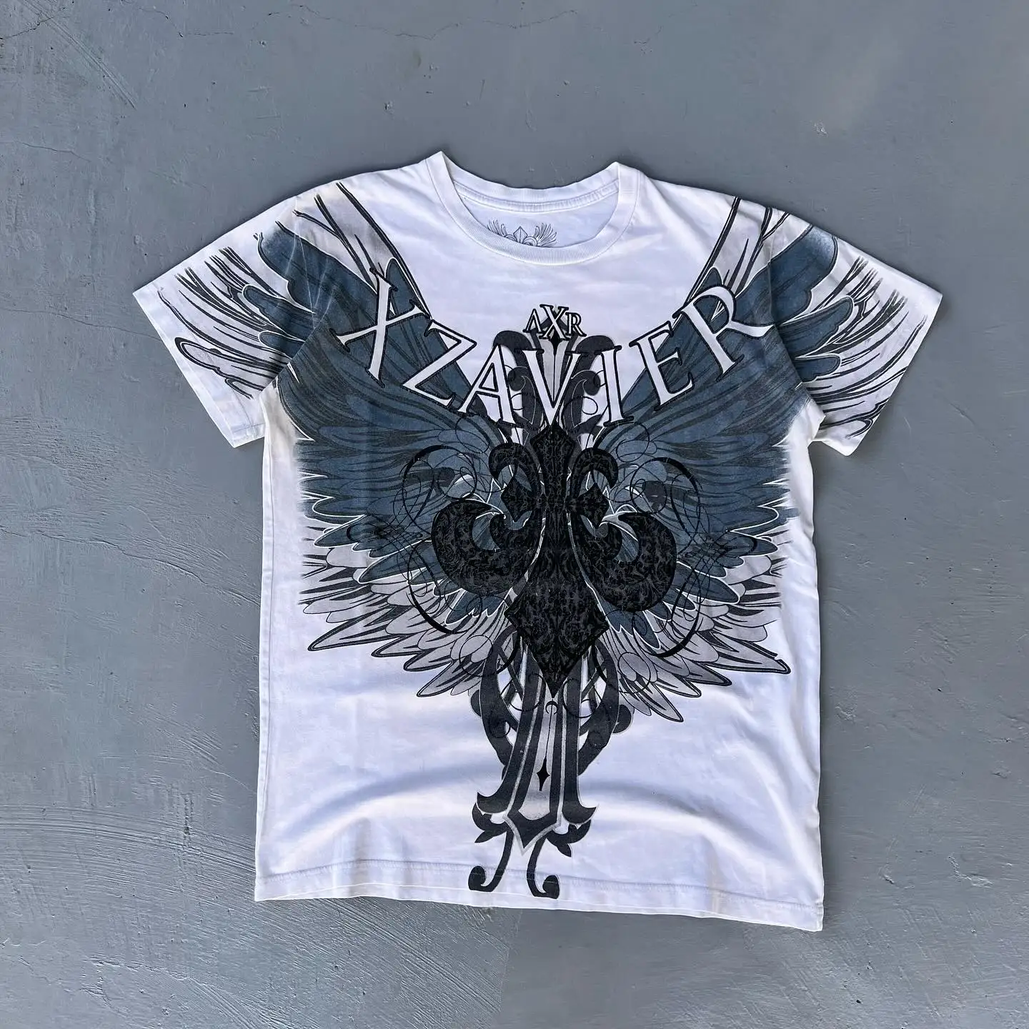 

Винтажная белая футболка Xzavier Angel Wing с графическим принтом, модный мужской топ в стиле ретро