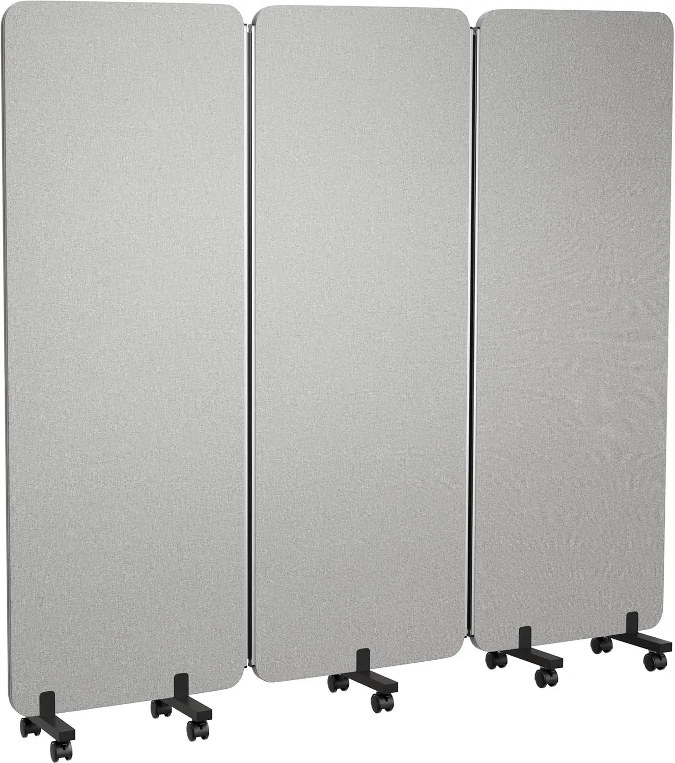 

3 Panel Foldable Office Partitions, Mobile Cubicle Wall with Wheels, 71 x 66 Inch Noise Cancelling & Sound Proof Room Dividers P