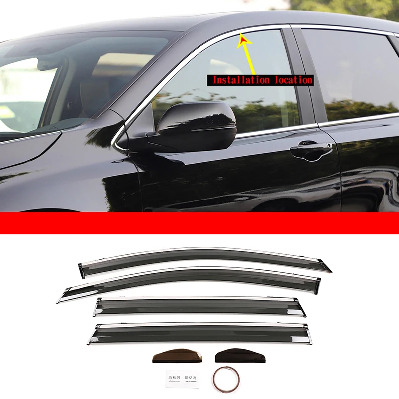 التفاصيل الخارجية 4 قطعة نافذة السيارة الجانبية قناع الحرس تنفيس المظلة المأوى المطر الحرس لهوندا CRV 2017 2018 2019 اكسسوارات السيارات #1