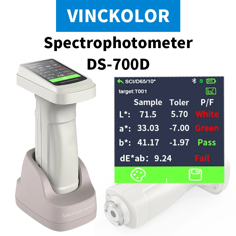 CKNspec Portable Spectrophotometer DS-700D,High-Precision Colorimeter Color Difference Tester,For Plastic,Textile,Pigment,Paint