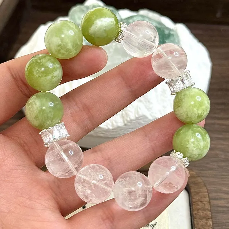 

New Natural White With Xiuyan Sweet Bracelet 14Mm
