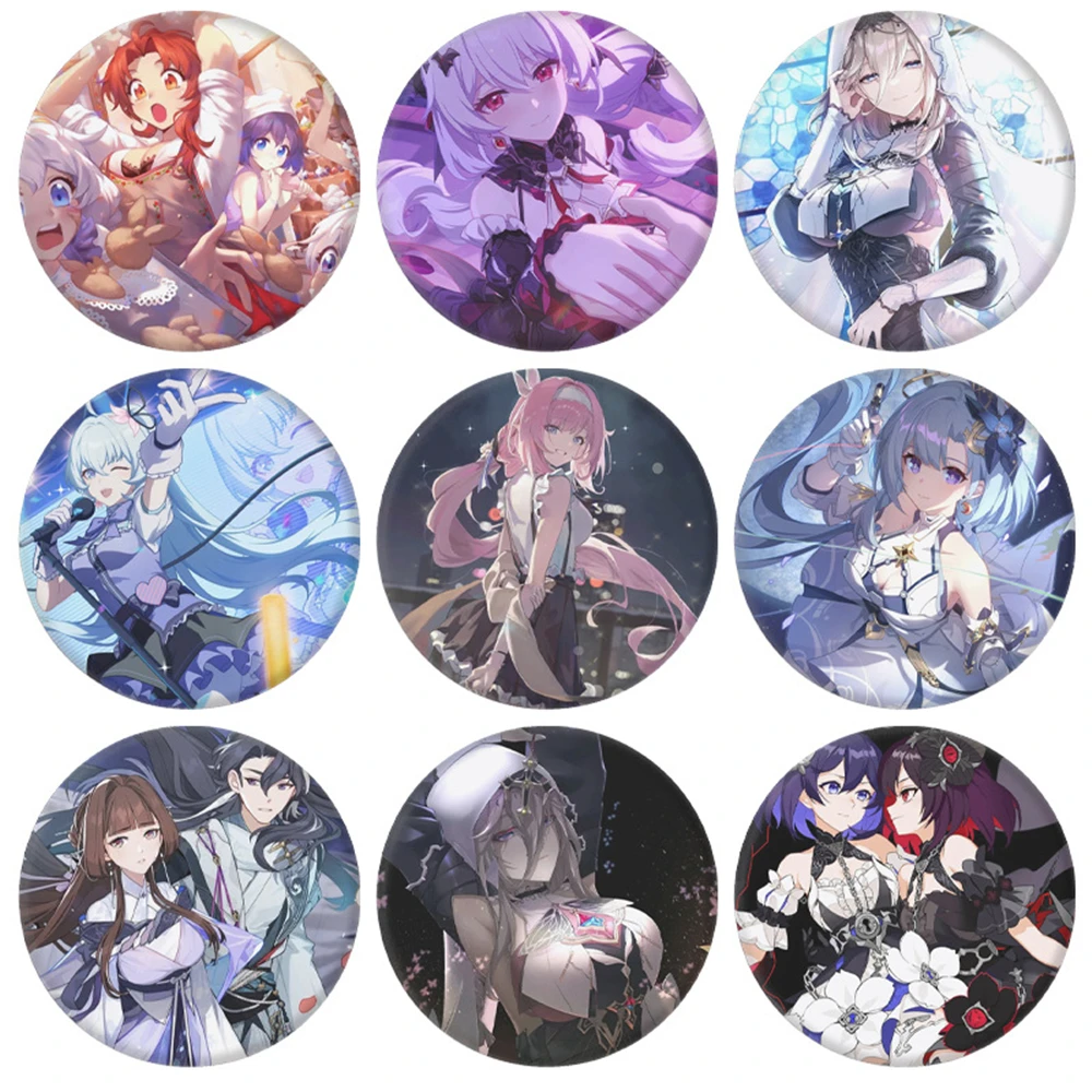 Game Honkai Impact 3 Bronya Zaychik Kiana Kaslana Murata Himeko Cosplay COSTUME Badge Pin SPTE Tinplate Brooch Prop Xmas Gift