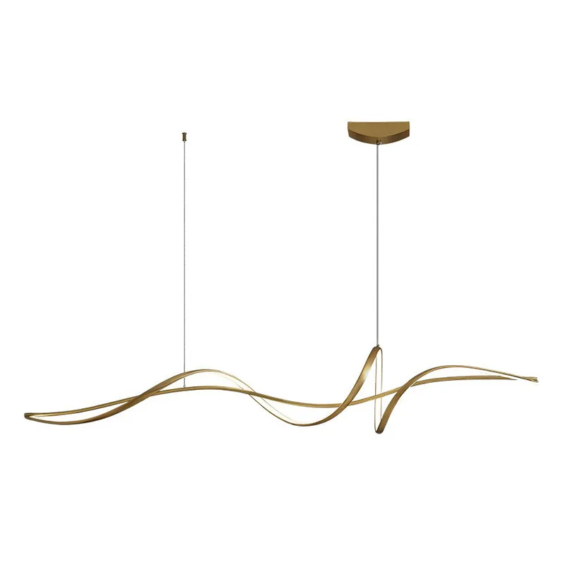 

All-copper modern simple restaurant chandelier Italian minimalist dining table lamp light luxury dining room chandelier strip