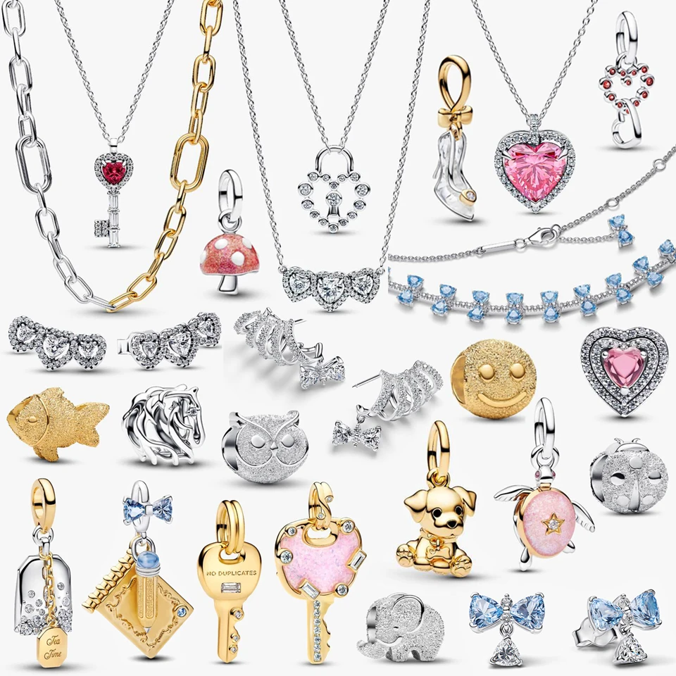 

2026 New 925 Silver Heart Shaped Smiling Butterfly Beads Dance Card Tea Bag Turtle Pendant Exquisite DIY Charm Jewelry Gift