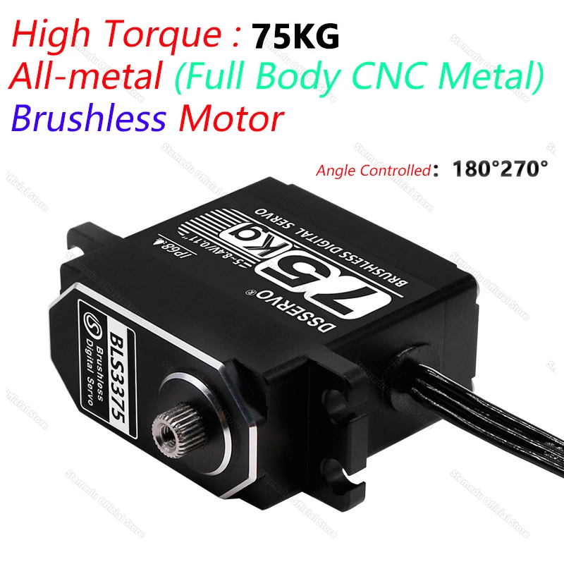 Servos de mergulho ip68, 75kg, 5m, à prova d'água, todo em metal, engrenagem cnc, 8.4v, motor sem escova, robô subaquático, servo digital para carro 1/8 1/10 rc