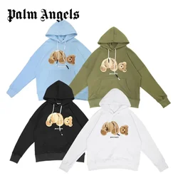 Palm Angels High-Quality Cotton Wool Coils Flocked Embroidered Bear Men and Women Couples Hooded Sweatshirt 2024 Fall New