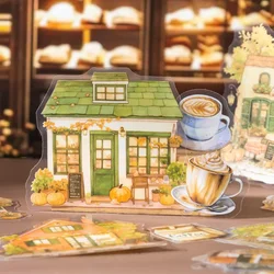 25pcs Greenery Cafe Mori Night Romantic Stickers house Coffee School Supplies Cafe pack Scrapbooking cut Encounter 136*97mm