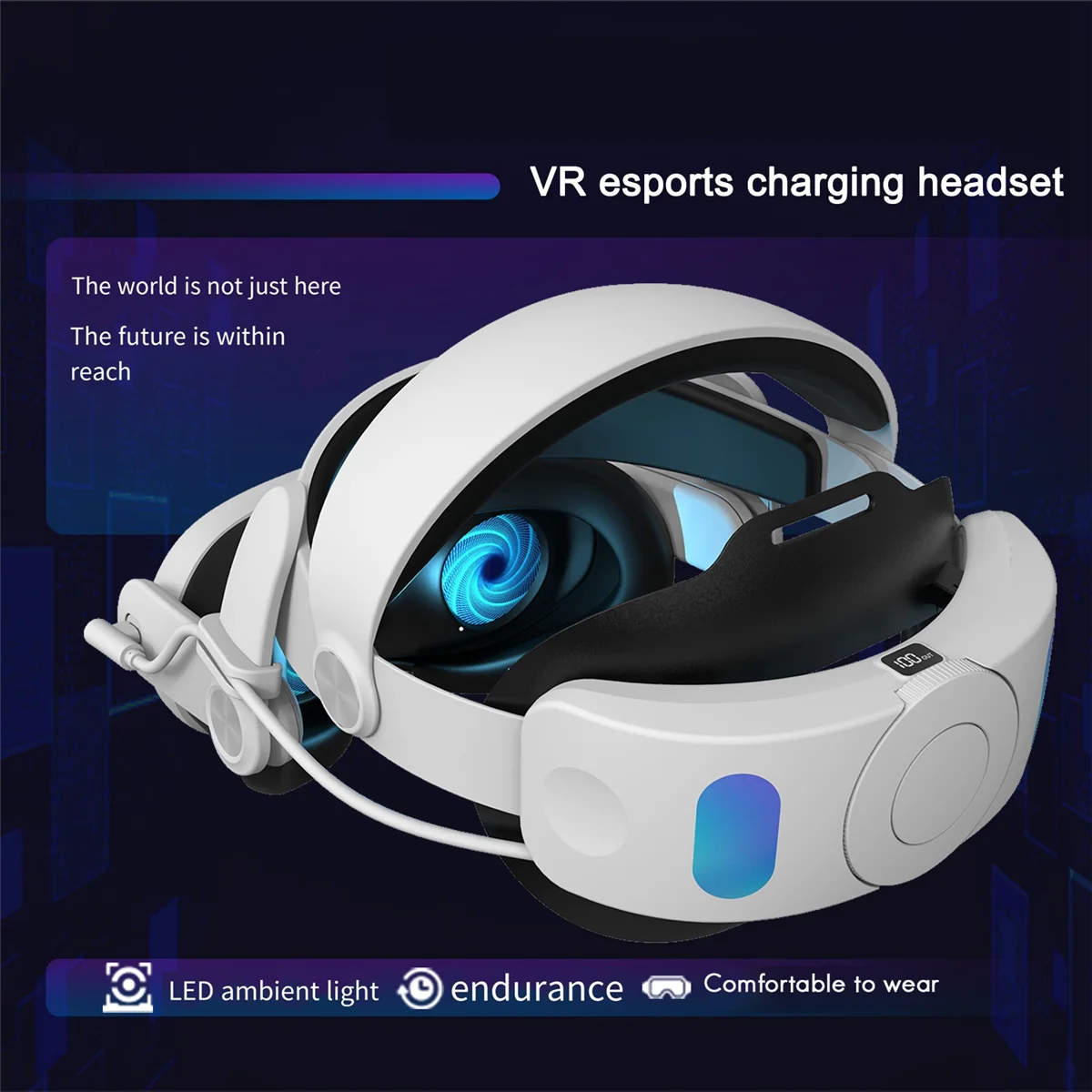 Pasek na głowę SLQZT RGB z baterią 6000MAh do zestawu słuchawkowego 3 VR Elite Strap Wymień regulowane, ulepszone akcesoria VR