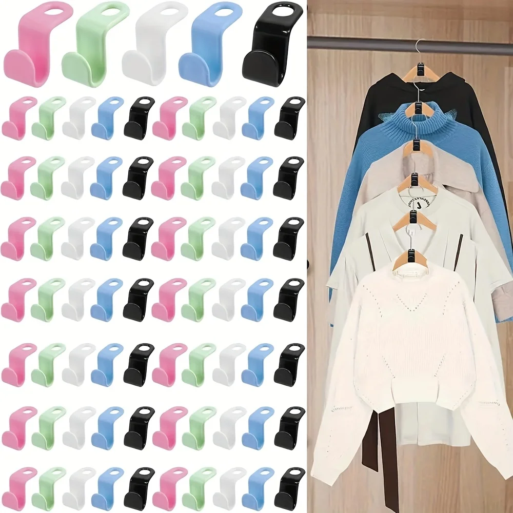 10PCS Wardrobe Hanger Hooks Organizer Connect Multifunction Cascading Plastic Bedroom Wardrobe Storage Space Saving Coat Hook