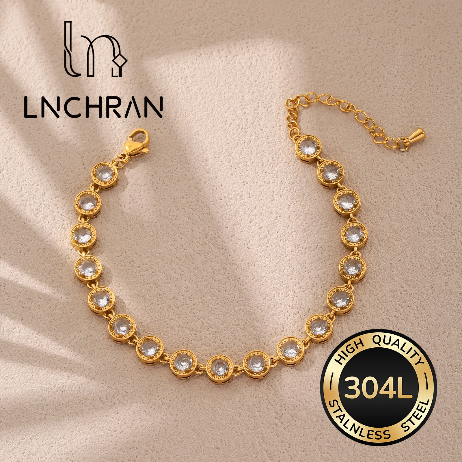 Golden Tennis Bracelet with Multi-Color Synthetic Zircon for Women Luxury Jewelry Gift