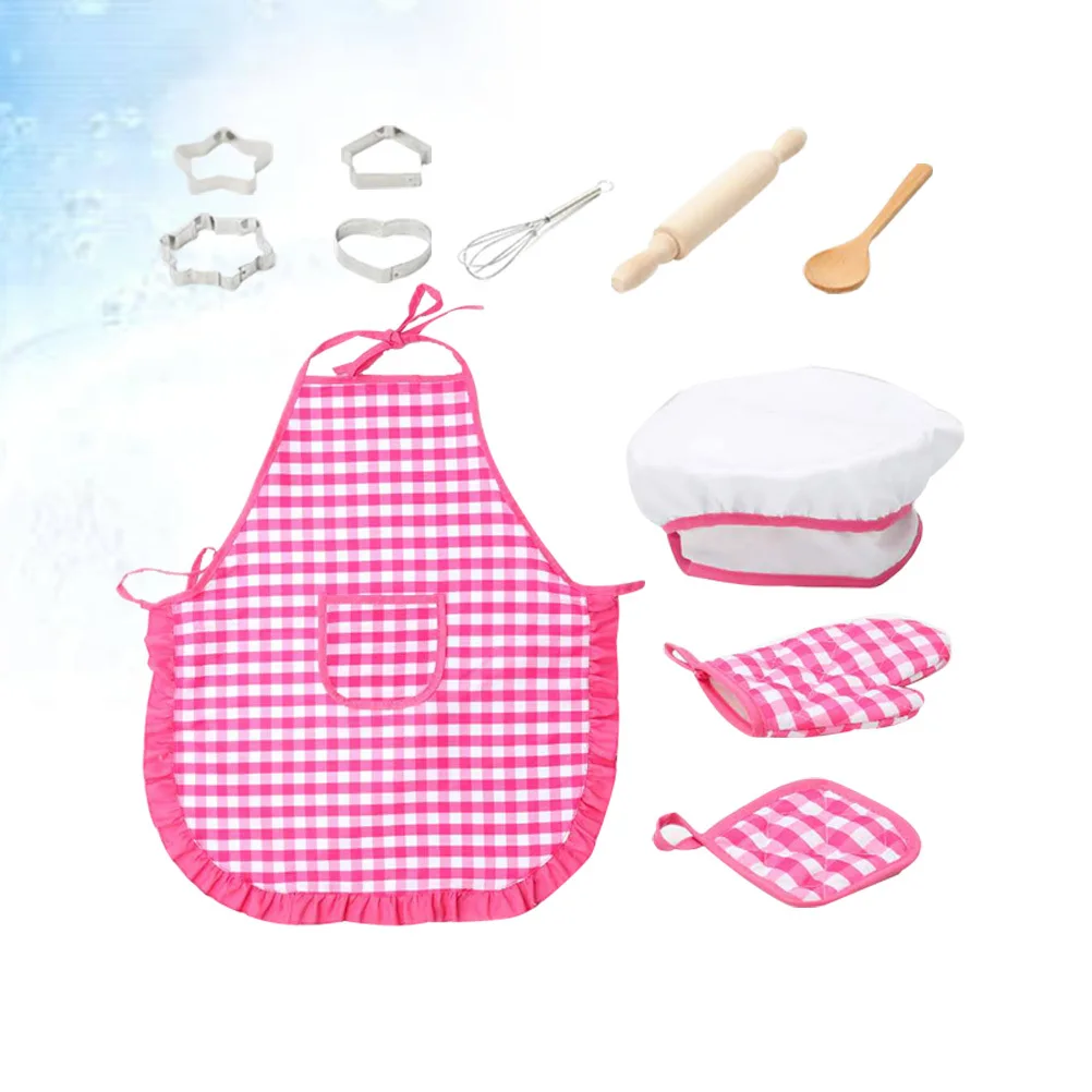 Set da cucina per bambini Costume da cuoco Grembiule impermeabile Cappello da cucina Formine per biscotti Strumenti di cottura fai-da-te Giochi di ruolo per bambini Kit di cottura Regalo