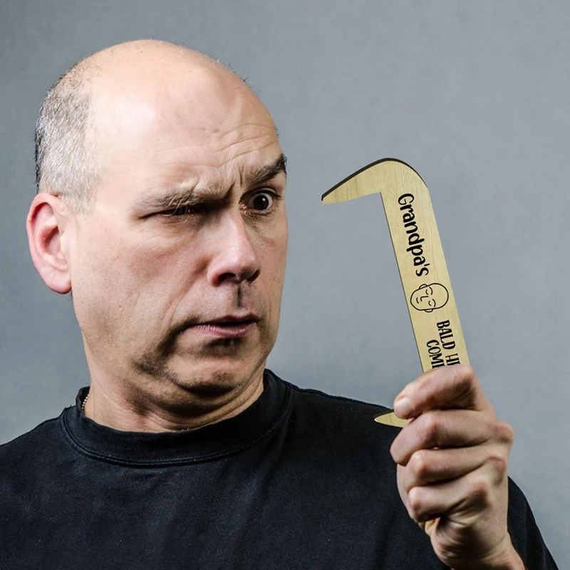 BAAG-Divertido peine de regalo de madera, manualidades sin dientes, peine calvo, regalo sorpresa para hombre calvo