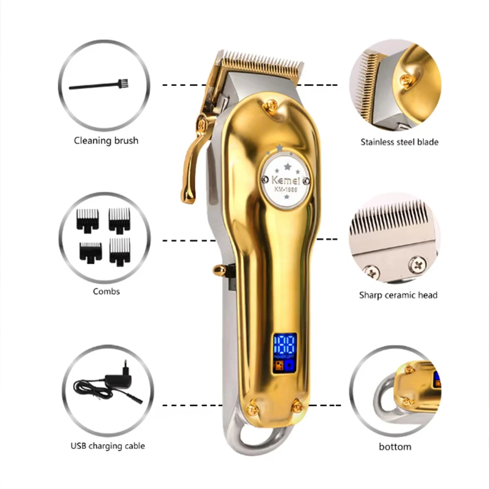 Kemei KM-1986 Or Blade Hair Trimmer For Men Trimmer Professional Hair Clipper Electric Razor Rechargeable Hair Cutting Machine