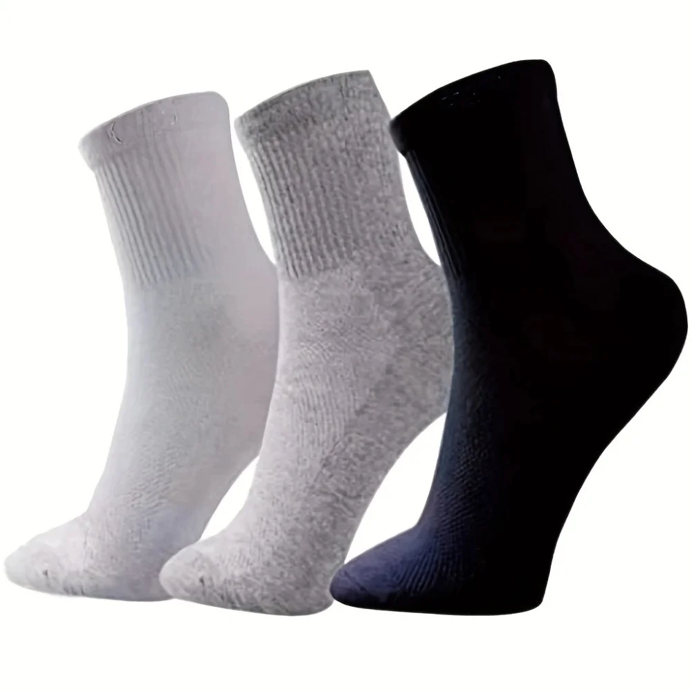 5 Pairs of Unisex Pure Color Black and White Mesh Thin Breathable Mid-Calf Socks