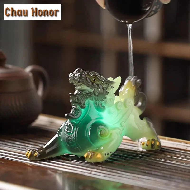 Color Changing Tea Pet Ancient God Beasts Pixiu Tea Play Decoration Zen Tea Ceremony Tea Set Desktop Ornaments Gift Collection