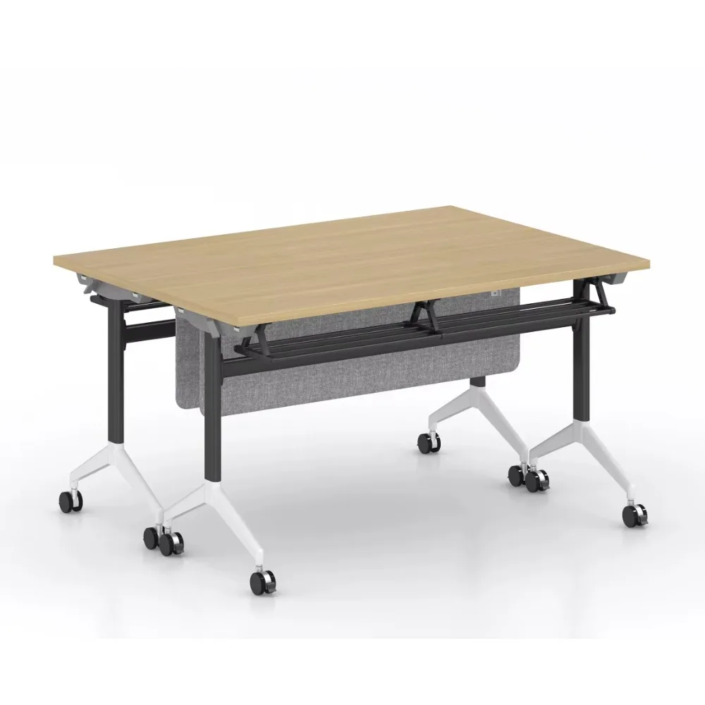 Modern School Furniture Training Folding Office Desk Frame With Movable Wheel Office Folding Table