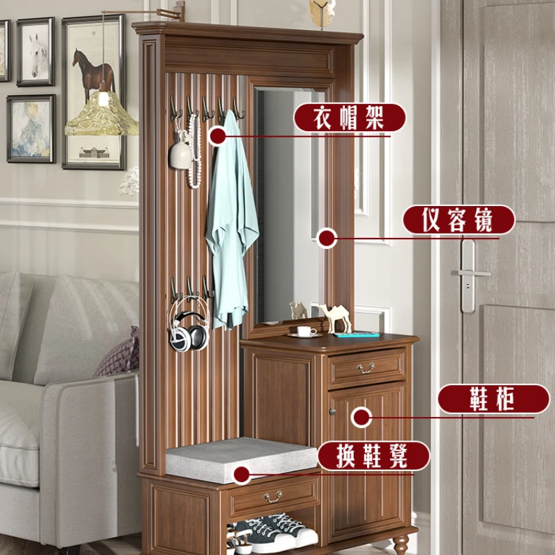 Customized Living Room Hallway Floor Entrance Cabinet Coat Rack Shoes Changing Stool Integrated Porch Cabinet