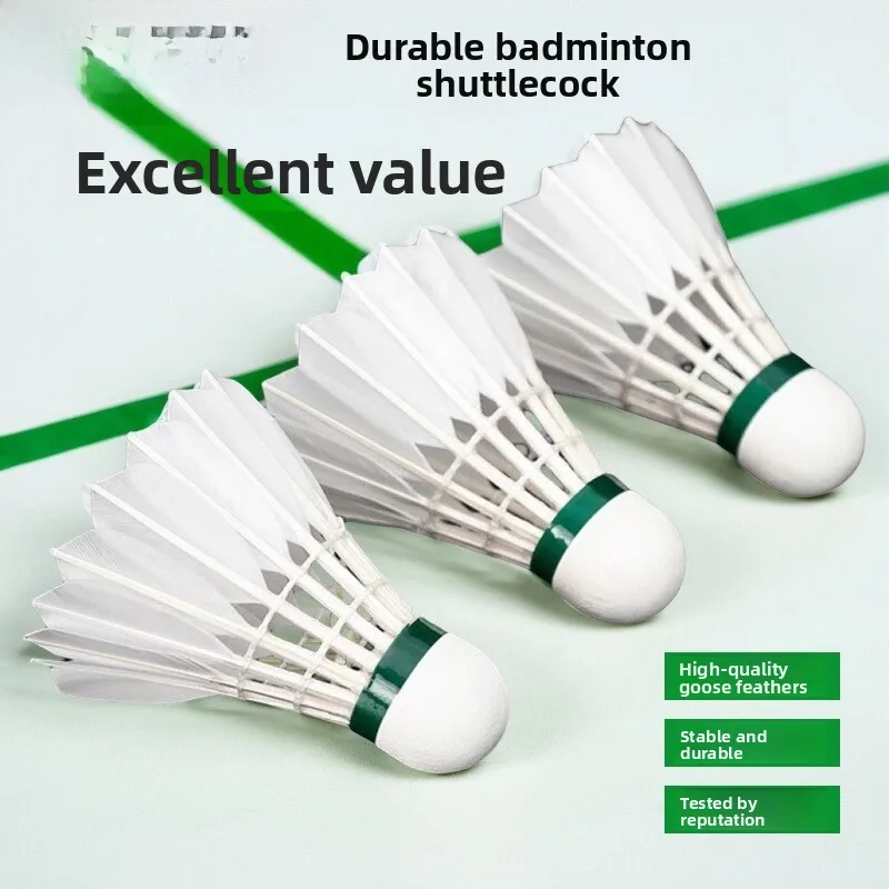 

Stable Badminton Shuttlecocks Professional Competition Training Goose Feathers Indoor Outdoor 12 Pieces Set Durable