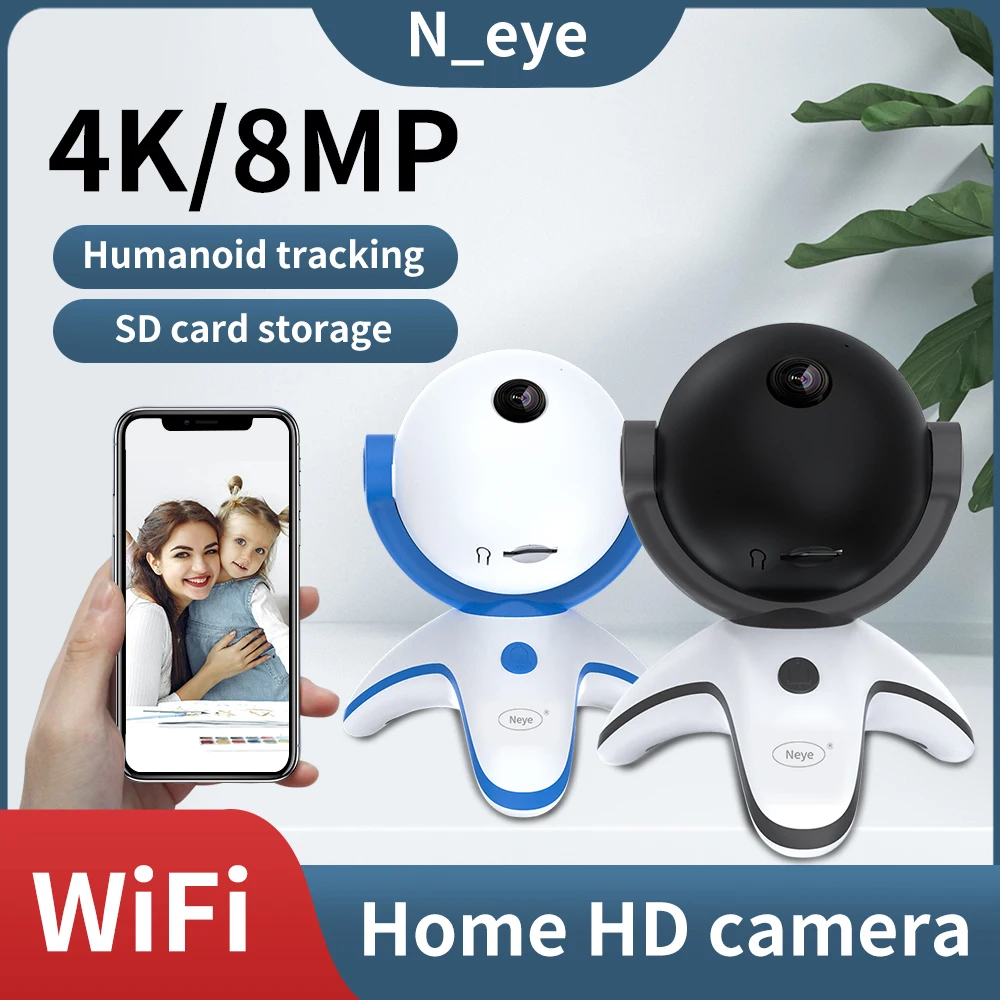 4K 8MP Indoor Security Home WiFi Camera Baby/Elderly Monitor 360 ° Pan Tilt Network Camera Automatic Tracking Security Camera
